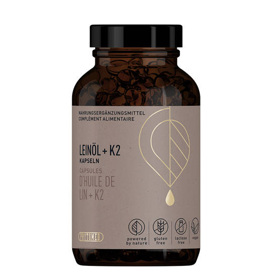 Leinöl Bio 500 mg + Vitamin K2 180 Kapseln