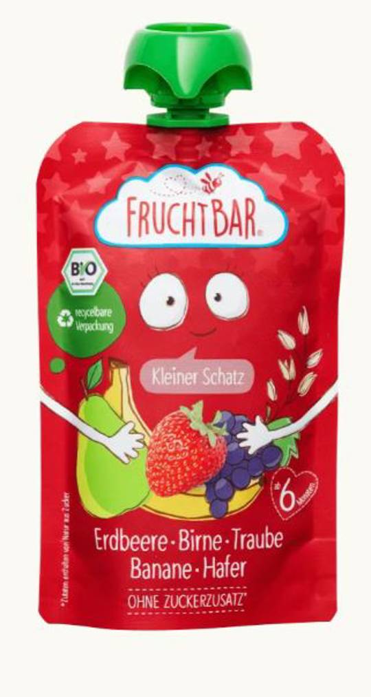 Bio Quetschie Kleiner Schatz - Erdbeere, Birne, Traube, Banane, Hafer 100g