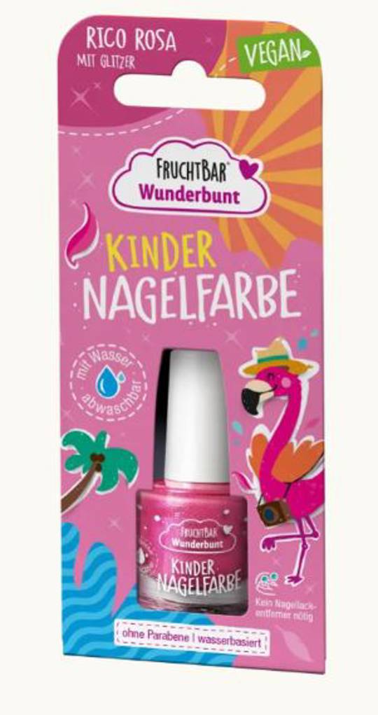 Kinder Nagelfarbe Rico Rosa mit Glitzer 5ml