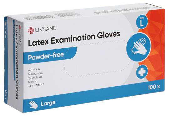 Livsane_Latex Untersuchungshandschuhe ohne Puder L 100 Stück