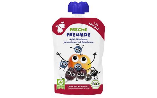 Freche Freunde Quetschie Apfel, Blaubeere, Johannisbeere & Brombeere