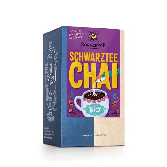 Sonnentor Schwarztee Chai 18 Doppelkammerbeutel